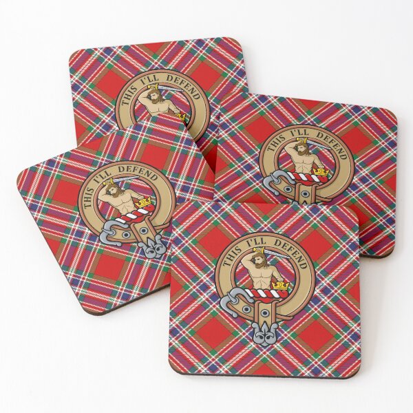 Item preview, Clan MacFarlane Crest over Red Tartan designed and sold by sifis.