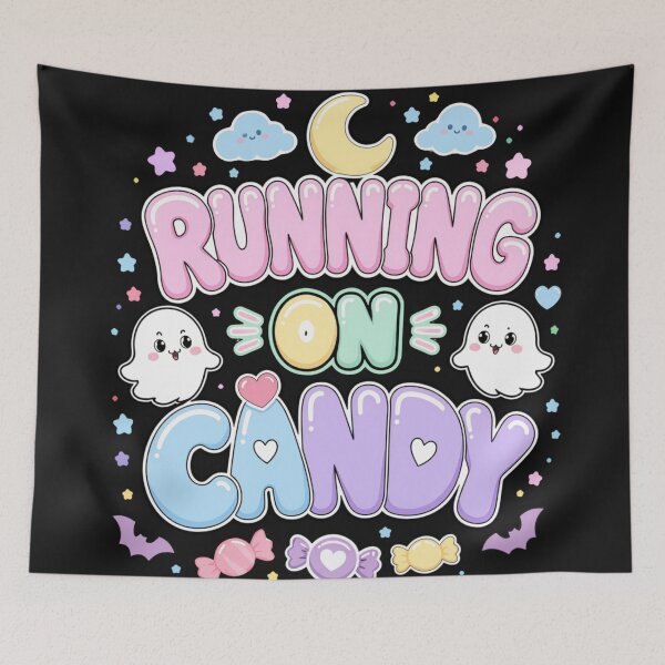 Item preview, Running on Candy – Cute Kawaii Halloween Ghost Typography designed and sold by Revyra Design .