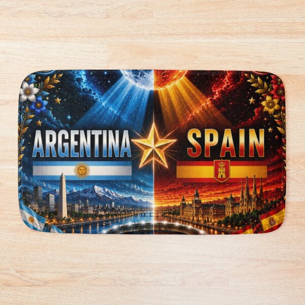 Item preview, Argentina vs Spain Football Poster – Cosmic Neon Soccer Rivalry Art designed and sold by Nexus Space.