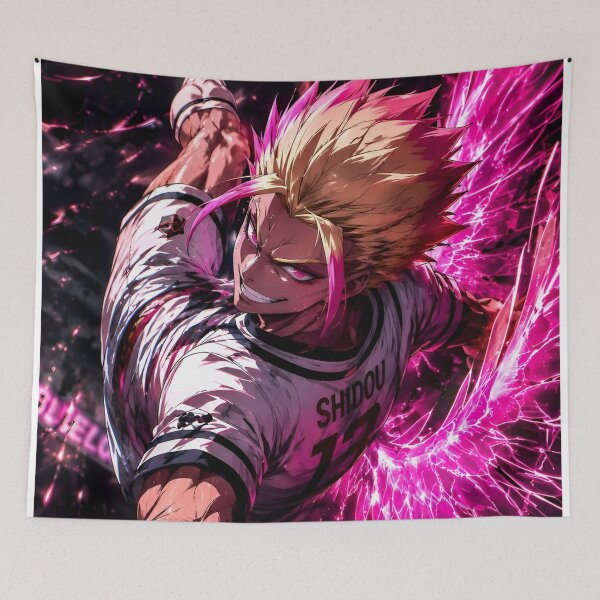 Item preview, Explosive Pink Football Warrior – Neon Soccer Striker Anime Inspired Sports Art designed and sold by Dyan4.