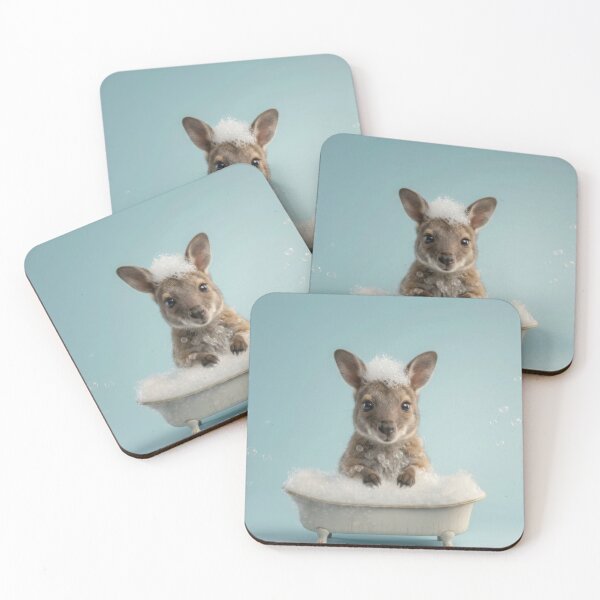 Item preview, Baby Wallaby Bubble Bath Cute Nursery Bathroom Wall Art designed and sold by LazyOwlStore.