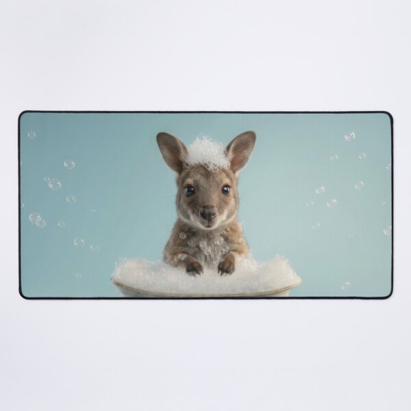 Item preview, Baby Wallaby Bubble Bath Cute Nursery Bathroom Wall Art designed and sold by LazyOwlStore.