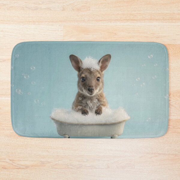 Item preview, Baby Wallaby Bubble Bath Cute Nursery Bathroom Wall Art designed and sold by LazyOwlStore.