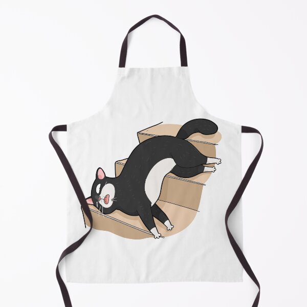 Item preview, Funny Sleeping Tuxedo Cat On Stairs Cats Are Liquid Slumping Kitty Graphic Art designed and sold by The Upside Down.