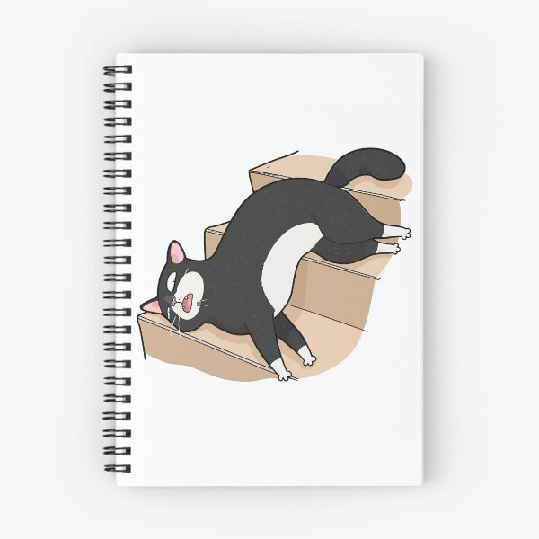 Item preview, Funny Sleeping Tuxedo Cat On Stairs Cats Are Liquid Slumping Kitty Graphic Art designed and sold by The Upside Down.
