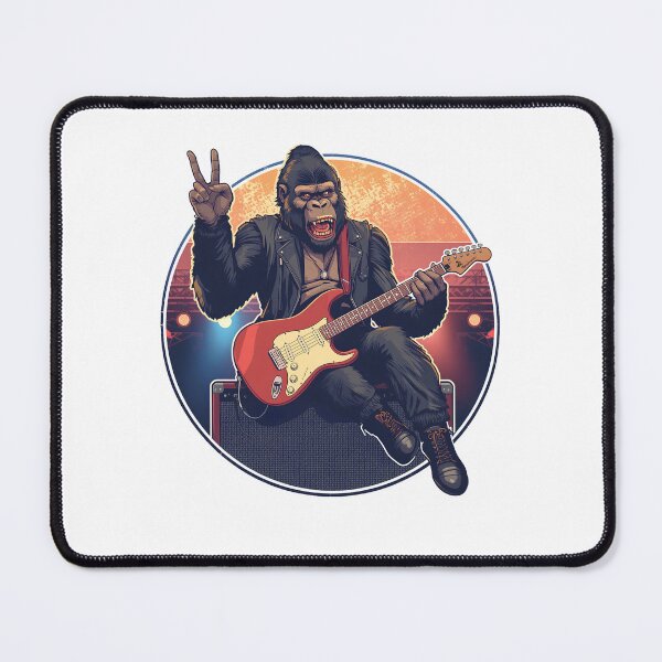 Item preview, Cool Gorilla Electric Guitar Stage Rock Musician Retro Illustration designed and sold by MarrysLifestyle.