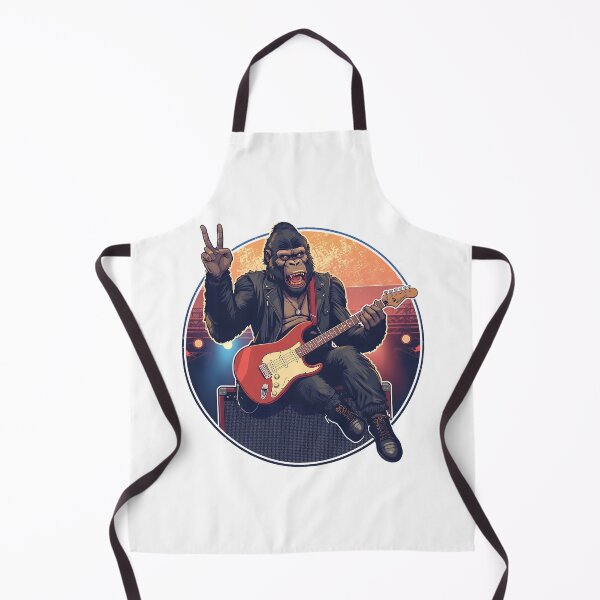 Item preview, Cool Gorilla Electric Guitar Stage Rock Musician Retro Illustration designed and sold by MarrysLifestyle.