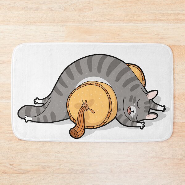 Item preview, Funny Sleeping Grey Tabby Cat Melting Over Cushion Liquid Cat Graphic Art designed and sold by The Upside Down.