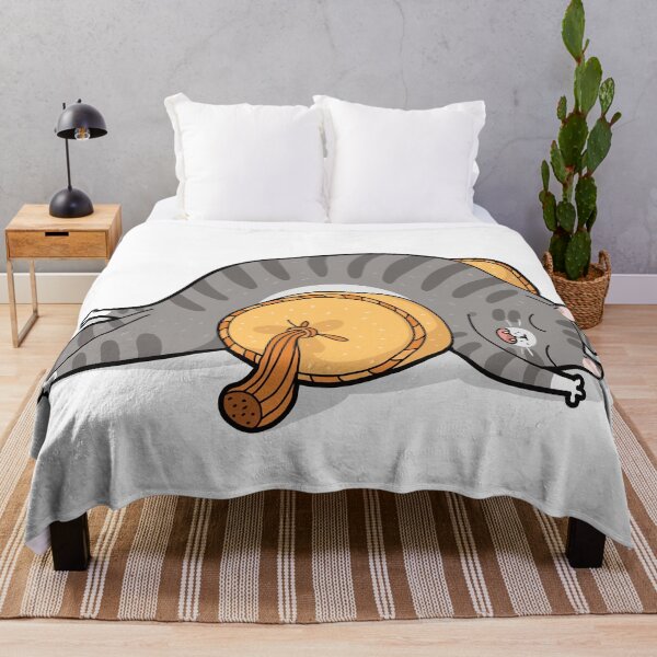 Item preview, Funny Sleeping Grey Tabby Cat Melting Over Cushion Liquid Cat Graphic Art designed and sold by The Upside Down.