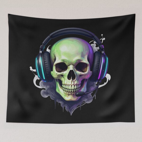 Artikelvorschau, Neon Gamer Skull – Gaming Headset Design entworfen und verkauft von Revyra Design .