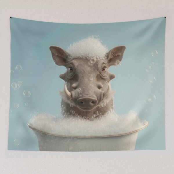 Item preview, Baby Warthog Bubble Bath Cute Nursery Bathroom Wall Art designed and sold by LazyOwlStore.