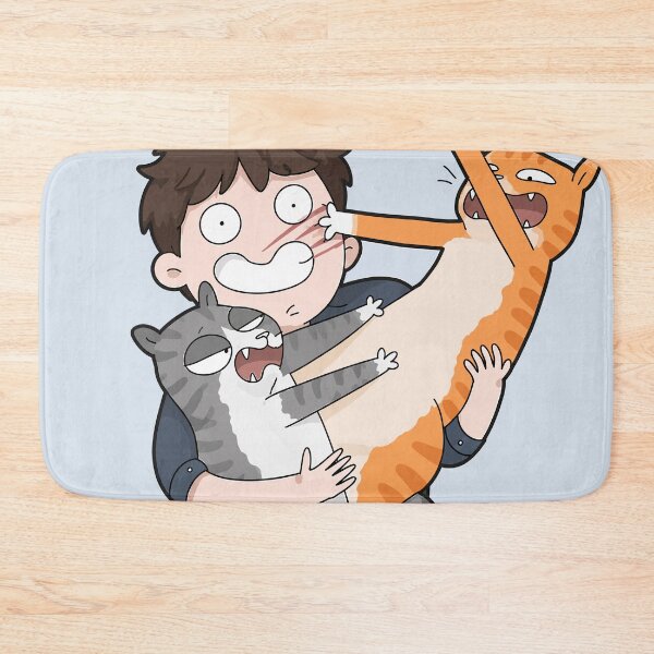 Item preview, Funny Man Breaking Up Fighting Cats Cartoon Chaos Cat Dad Graphic Art designed and sold by The Upside Down.