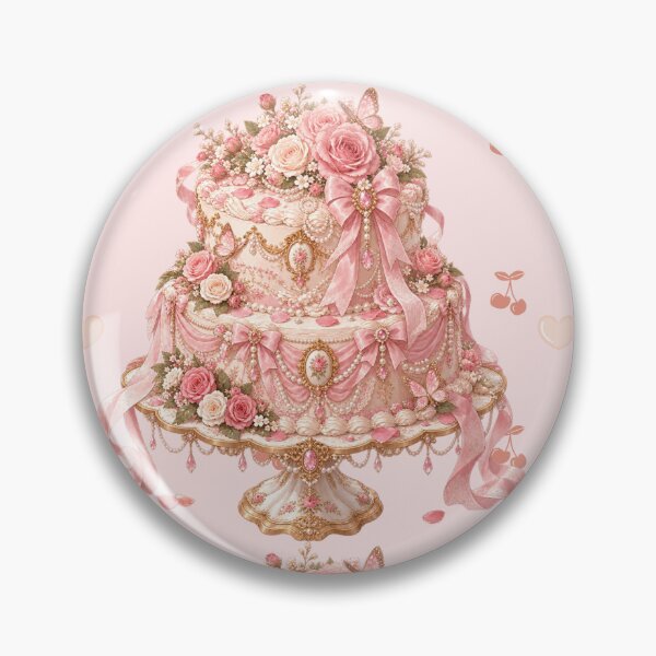 Item preview, Tiered Vintage Coquette Cake Pink Ribbons Roses Aesthetic designed and sold by Artemis & Woven Collective.