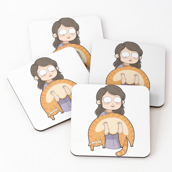Item preview, Funny Girl Holding Bending Orange Cat Cats Are Liquid Fat Tabby Graphic Art designed and sold by The Upside Down.