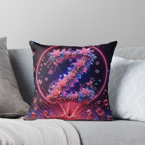 Item preview, Floral Letter Z Neon Fantasy – Pink Lilies & Sapphire Flowers Comforter and Shower Curtain. designed and sold by fbtrisha.