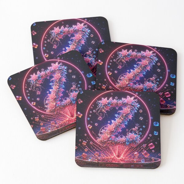 Item preview, Floral Letter Z Neon Fantasy – Pink Lilies & Sapphire Flowers Comforter and Shower Curtain. designed and sold by fbtrisha.
