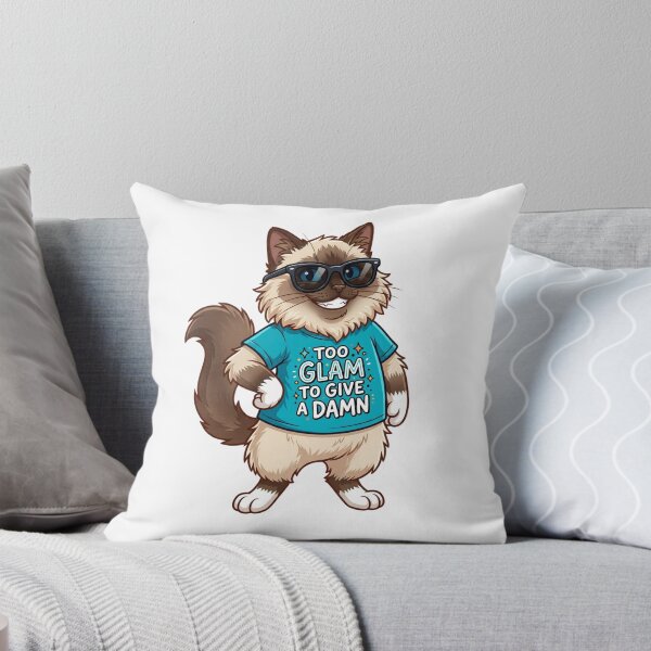 Item preview, A Birman Cat "Too Glam To Give A Damn" Funny designed and sold by StickVerse by Owais.