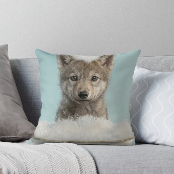 Item preview, Baby Wolf Bubble Bath Cute Nursery Bathroom Wall Art designed and sold by LazyOwlStore.