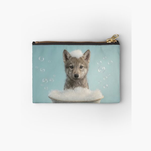 Item preview, Baby Wolf Bubble Bath Cute Nursery Bathroom Wall Art designed and sold by LazyOwlStore.