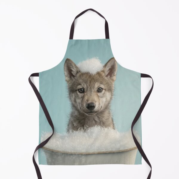 Item preview, Baby Wolf Bubble Bath Cute Nursery Bathroom Wall Art designed and sold by LazyOwlStore.