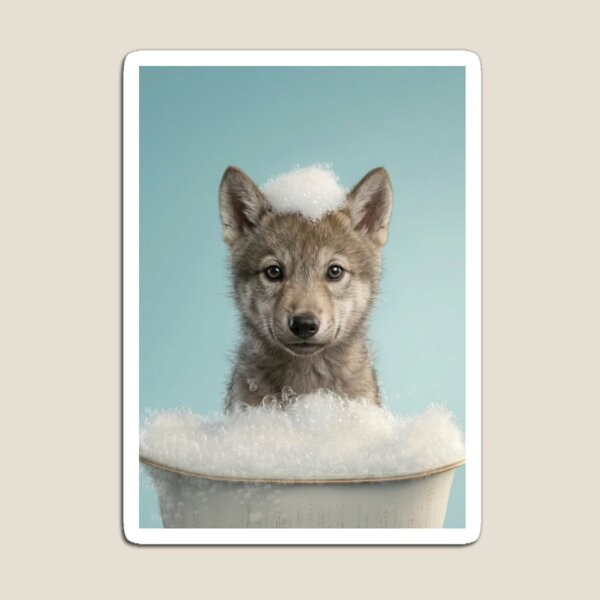 Artikelvorschau, Baby-Wolf-Badeschaum, süße Wanddeko für Kinderzimmer und Badezimmer entworfen und verkauft von LazyOwlStore.