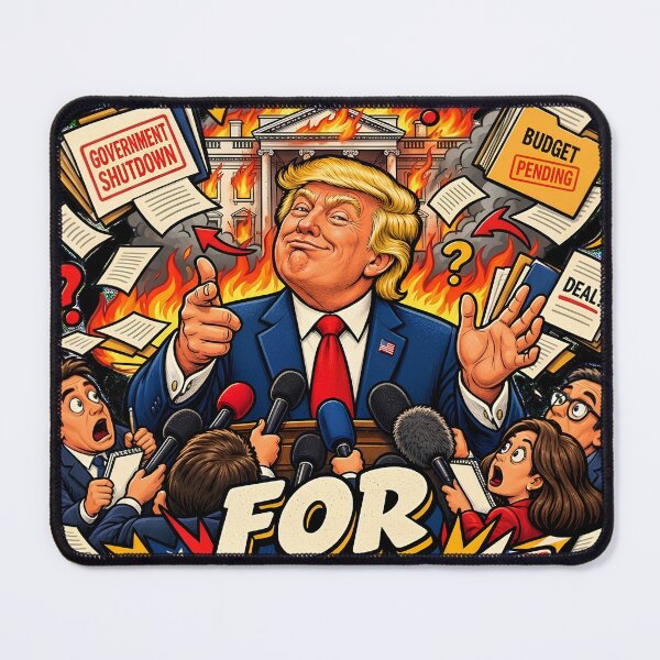 Item preview, Government Shutdown For Sure Trump Fire Satire designed and sold by Retro Whiskers.