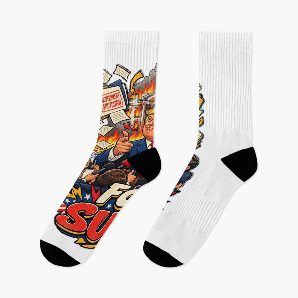 Item preview, Government Shutdown For Sure Trump Fire Satire designed and sold by Retro Whiskers.