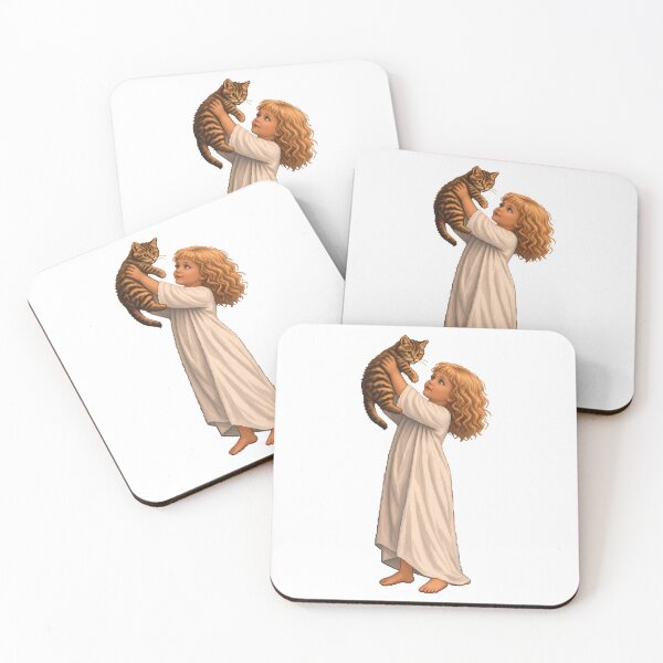 Item preview, Pixel Art Girl Lifting Tabby Kitten Cutout designed and sold by aigcx.
