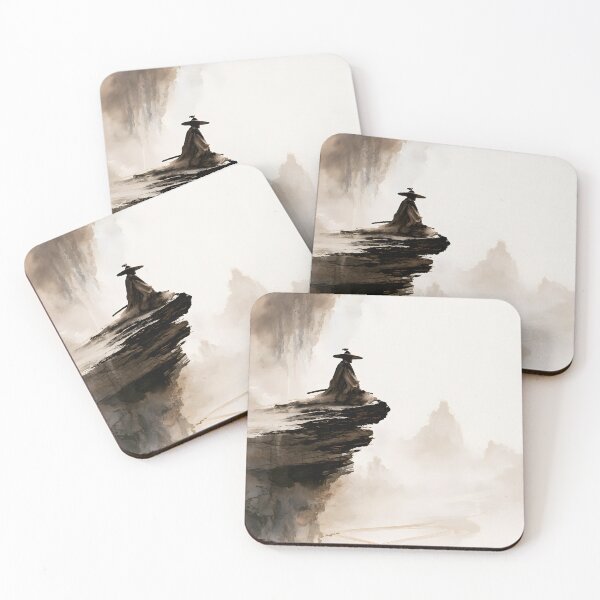 Item preview, Wandering Ronin Above the Mist – Japanese Sumi-e Art designed and sold by AP_1979.