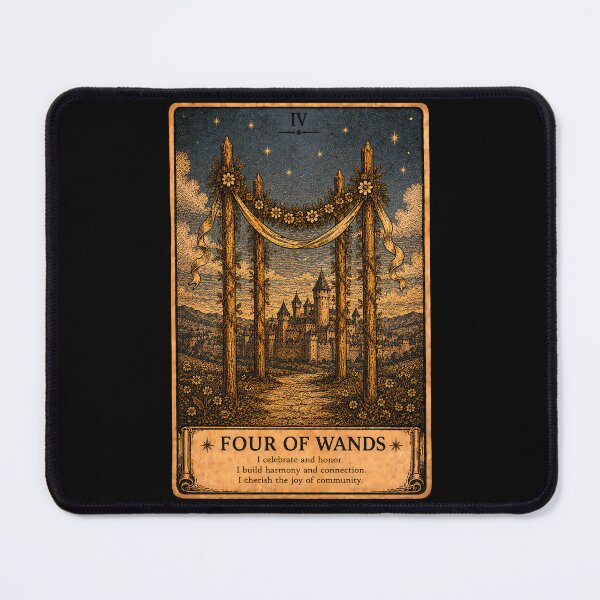 Item preview, Four of Wands Tarot Card - Vintage Stability & Joy Art designed and sold by ArcanaAbsolute.