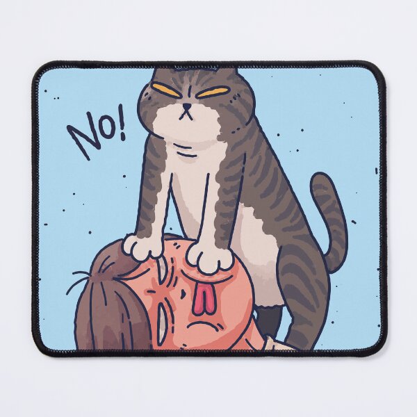 Item preview, Funny Bossy Cat Standing On Girl's Face No Comic Cat Mom Art designed and sold by The Upside Down.