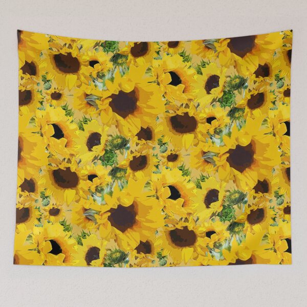 Item preview, Golden Sunflowers Halfdrop on Beige ebc44f designed and sold by Art in My Loft.