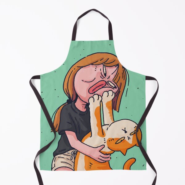 Item preview, Funny Orange Cat Pushing Girl's Face Away Rejection Hug Comic Art designed and sold by The Upside Down.