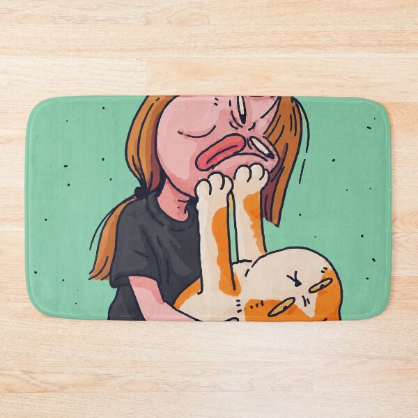 Item preview, Funny Orange Cat Pushing Girl's Face Away Rejection Hug Comic Art designed and sold by The Upside Down.