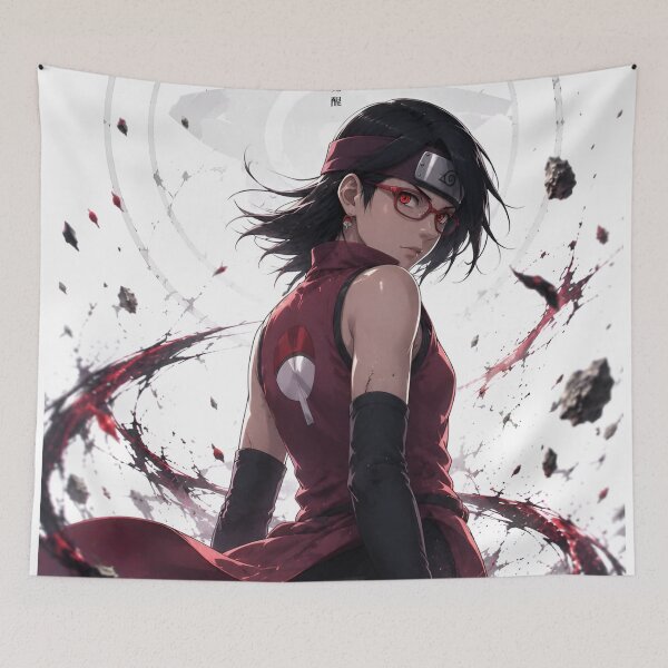 Item preview, Crimson Eyed Anime Shinobi Warrior – Red Ninja Girl Warrior Artwork designed and sold by Dyan4.
