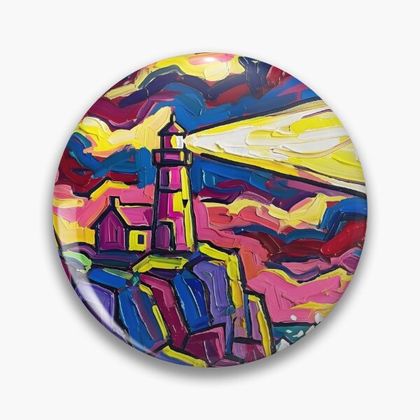 Item preview, Abstract Impasto Lighthouse Canvas Print | Vivid Expressionist Coastal Wall Art | Colorful Ocean Cliff Landscape Poster | Heavy Brushstroke Sea Fine Art designed and sold by SergioMiklos.