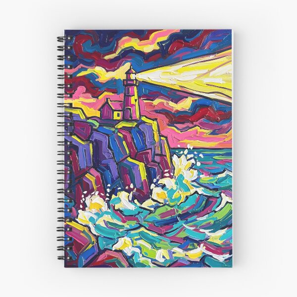 Item preview, Abstract Impasto Lighthouse Canvas Print | Vivid Expressionist Coastal Wall Art | Colorful Ocean Cliff Landscape Poster | Heavy Brushstroke Sea Fine Art designed and sold by SergioMiklos.