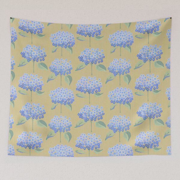 Item preview, Vintage Hydrangeas on Yellow  designed and sold by Indra's Net.