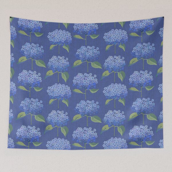 Item preview, Vintage Hydrangeas on Blue  designed and sold by Indra's Net.