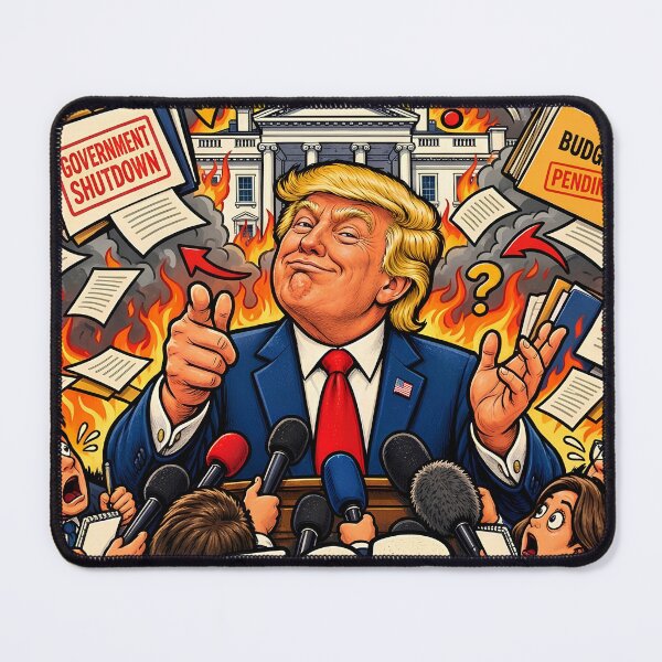 Item preview, Government Shutdown For Sure Trump Press Frenzy designed and sold by Retro Whiskers.