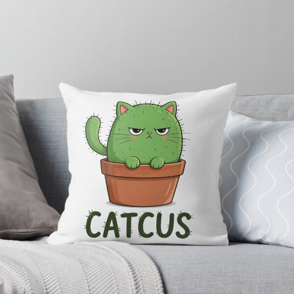 Item preview, Catcus Funny Grumpy Cactus Cat In Terracotta Pot Pun Graphic Art designed and sold by The Upside Down.