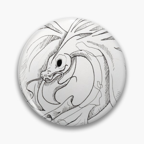 Item preview, koi fish dragon lineart designed and sold by NineRavensArt.