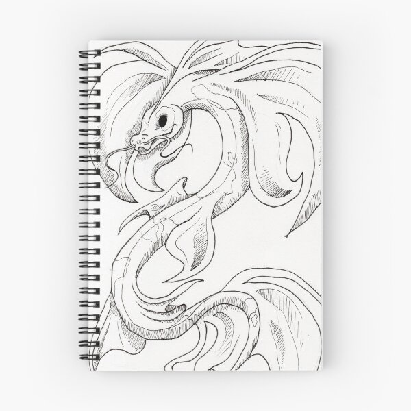 Item preview, koi fish dragon lineart designed and sold by NineRavensArt.