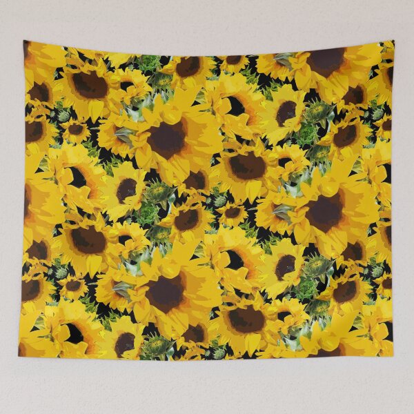 Item preview, Golden Sunflowers Halfdrop on Black designed and sold by Art in My Loft.