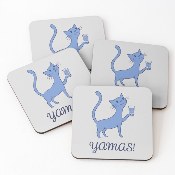 Item preview, Yamas Greek Cheers Funny Blue Cat Toast designed and sold by MavtM.