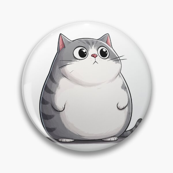 Item preview, Chonky Grey Cat Cute Chubby Round Fat Tabby Kitty Graphic Art designed and sold by The Upside Down.