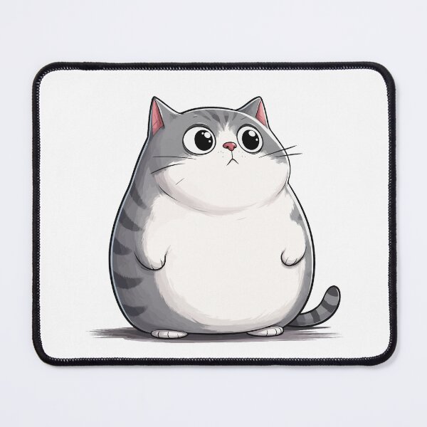 Item preview, Chonky Grey Cat Cute Chubby Round Fat Tabby Kitty Graphic Art designed and sold by The Upside Down.
