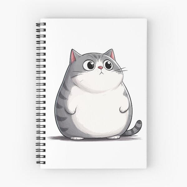 Item preview, Chonky Grey Cat Cute Chubby Round Fat Tabby Kitty Graphic Art designed and sold by The Upside Down.