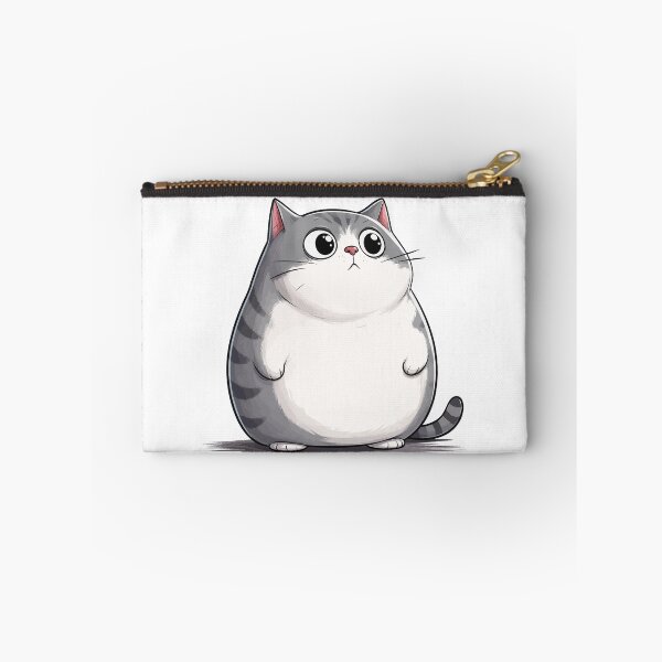 Item preview, Chonky Grey Cat Cute Chubby Round Fat Tabby Kitty Graphic Art designed and sold by The Upside Down.