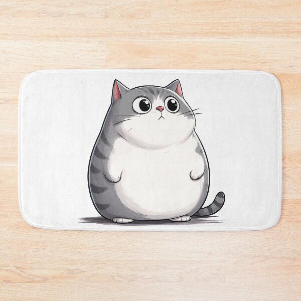 Item preview, Chonky Grey Cat Cute Chubby Round Fat Tabby Kitty Graphic Art designed and sold by The Upside Down.